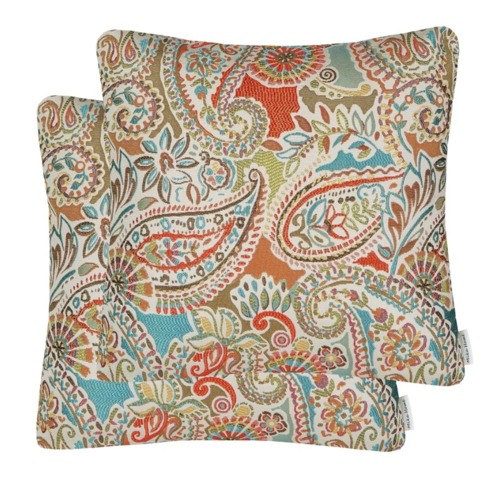 Colorful Paisley Jacquard Throw Pillow Covers SQUARE 20x20”-Pack of 2
